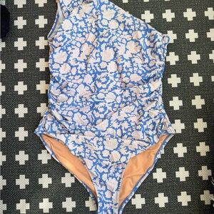 J.Crew Re-Imagined One Shoulder Swimsuit – Size 14 – Blue Floral